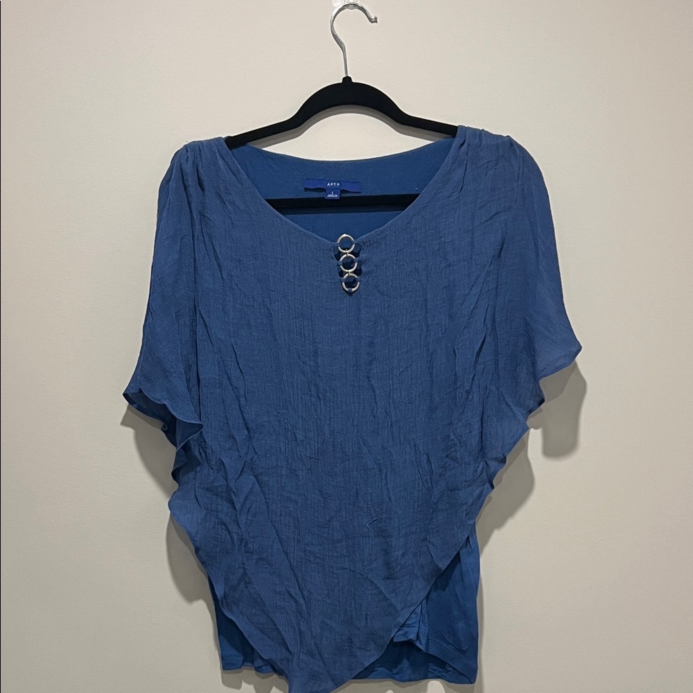 Apt. 9 Blue Blouse with Ring Detail
